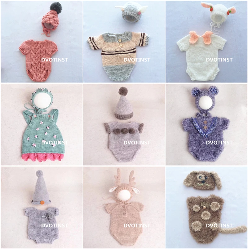 Baby Clothing Set - Rekwizyty do sesji zdjęciowej noworodka, szydełkowe