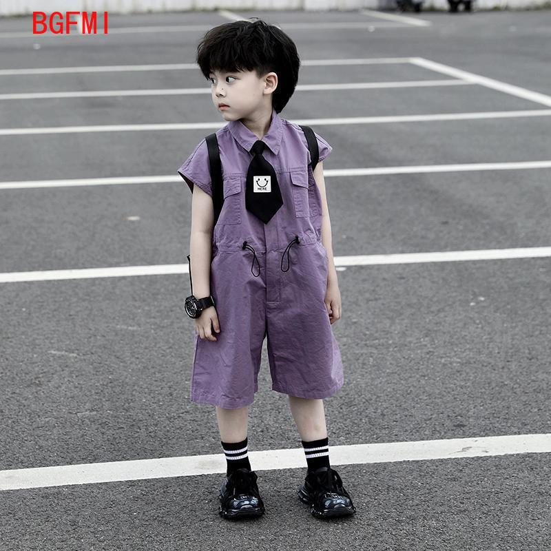 Baby Clothing In Summer - Dziecięce letnie szorty ogrodniczki Capri chłopięce