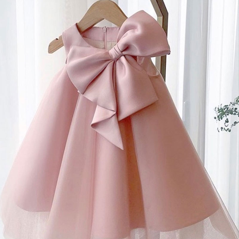 Baby Clothing Set - Letnia duża kokarda dziewczynka sukienka 1