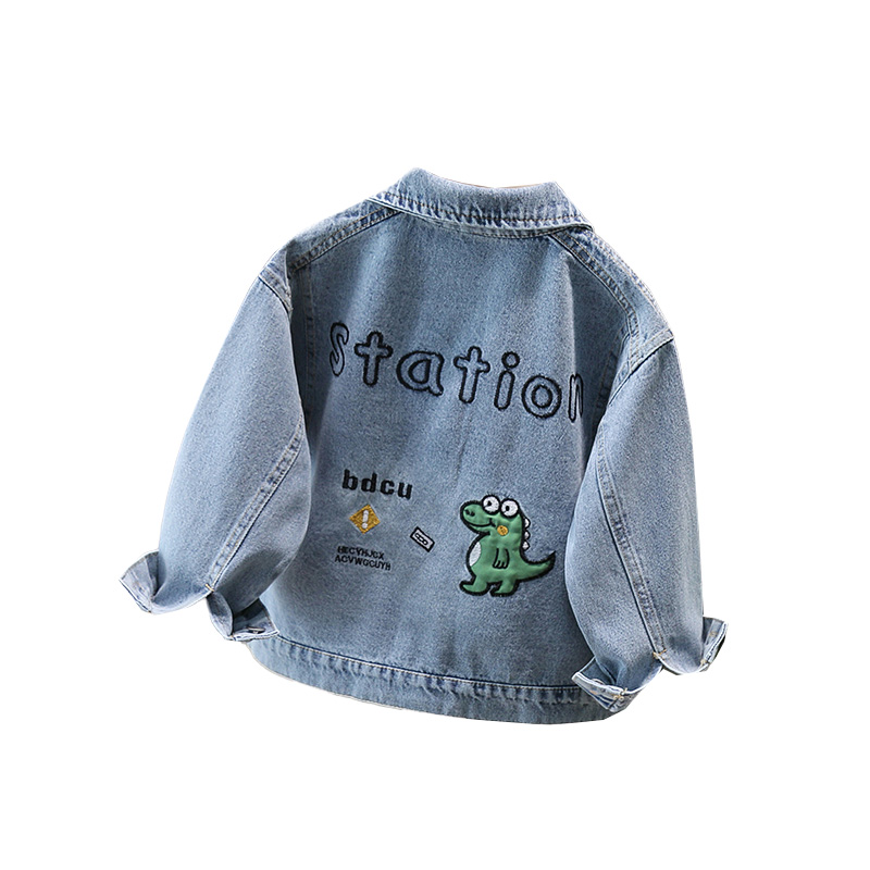 Baby Clothing Set - Urocza dziecięca kurtka dżinsowa z dinozaurem