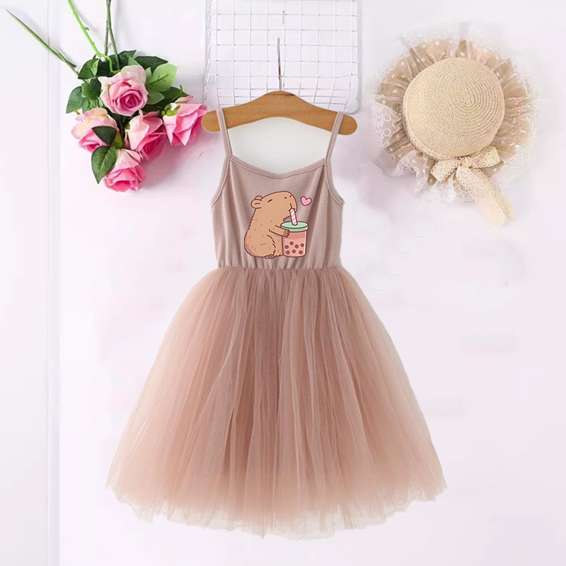 Baby Clothing In Summer - Capybara Girls Dresses Anime Printed Cute