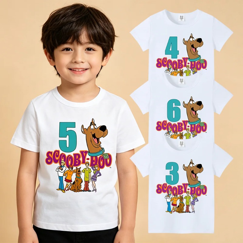 Baby Clothing Set - Koszulka urodzinowa Scooby-Doo z numerem, letnia