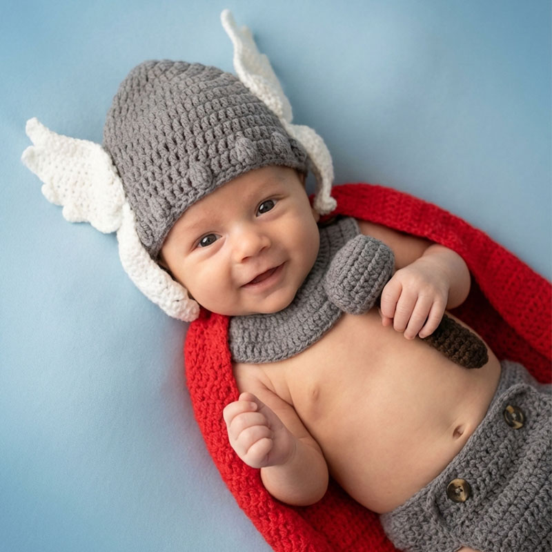 Baby Clothing Set - Rekwizyty do sesji noworodkowej, kostium Thora,